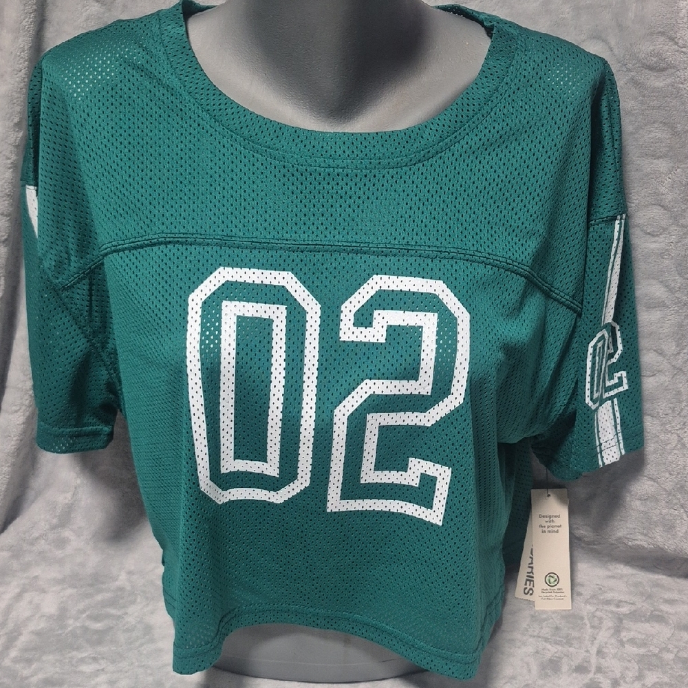 No Boundaries 2 Women's Mesh Varsity Tops Red and Green - Picture 6 of 7